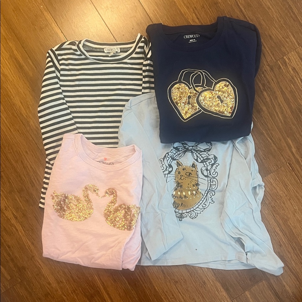 Crewcuts Kids Long Sleeve Tees - Stripes, Navy, Pink, Light Blue